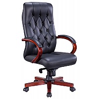 Кресло для руководителя Everprof Monaco Wood Кожа Черный