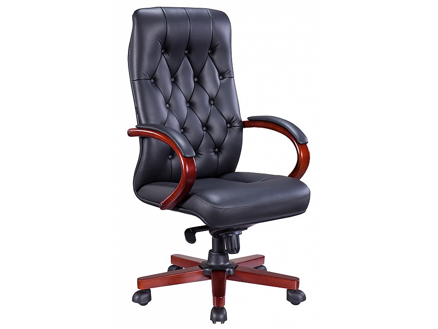 Кресло для руководителя Everprof Monaco Wood Кожа Черный