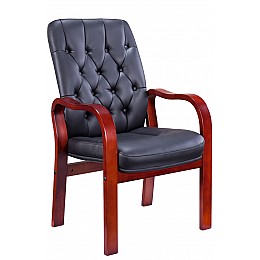 Кресло компьютерное Everprof Monaco Wood CF Экокожа Черный