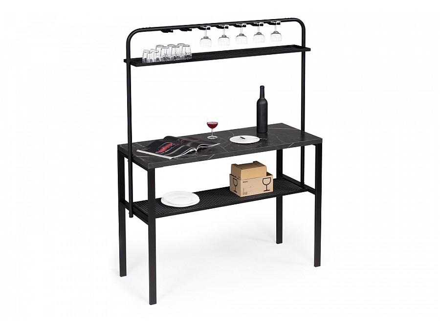 Барный стол Нари 120х50х171 файерстоун / черный матовый