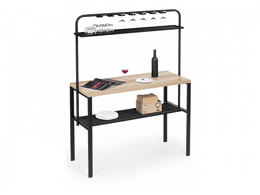 Барный стол Нари 120х50х171 делано / черный матовый