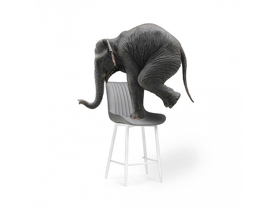 Барный стул Седа велюр светло-серый / белый