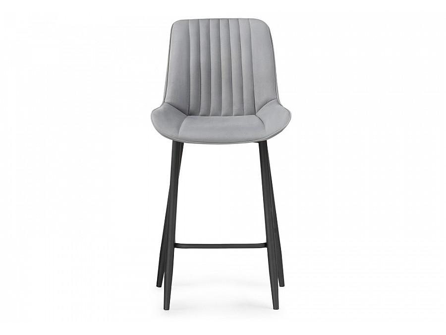 Барный стул Седа велюр светло-серый / черный