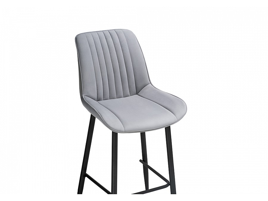 Барный стул Седа велюр светло-серый / черный