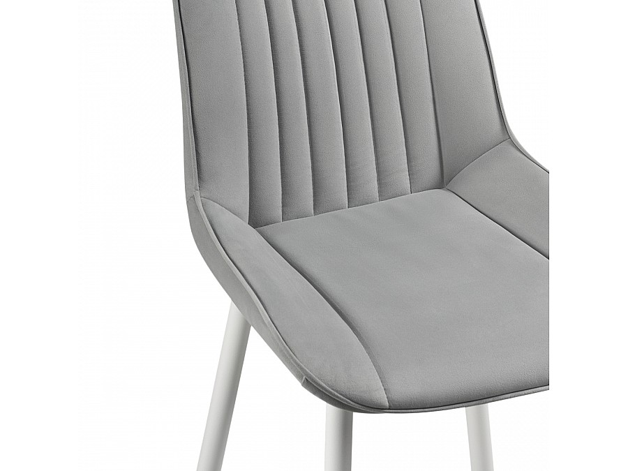 Барный стул Седа велюр светло-серый / белый