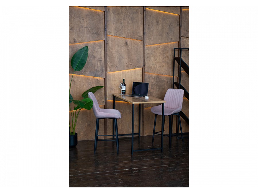 Барный стул Седа велюр розовый / черный