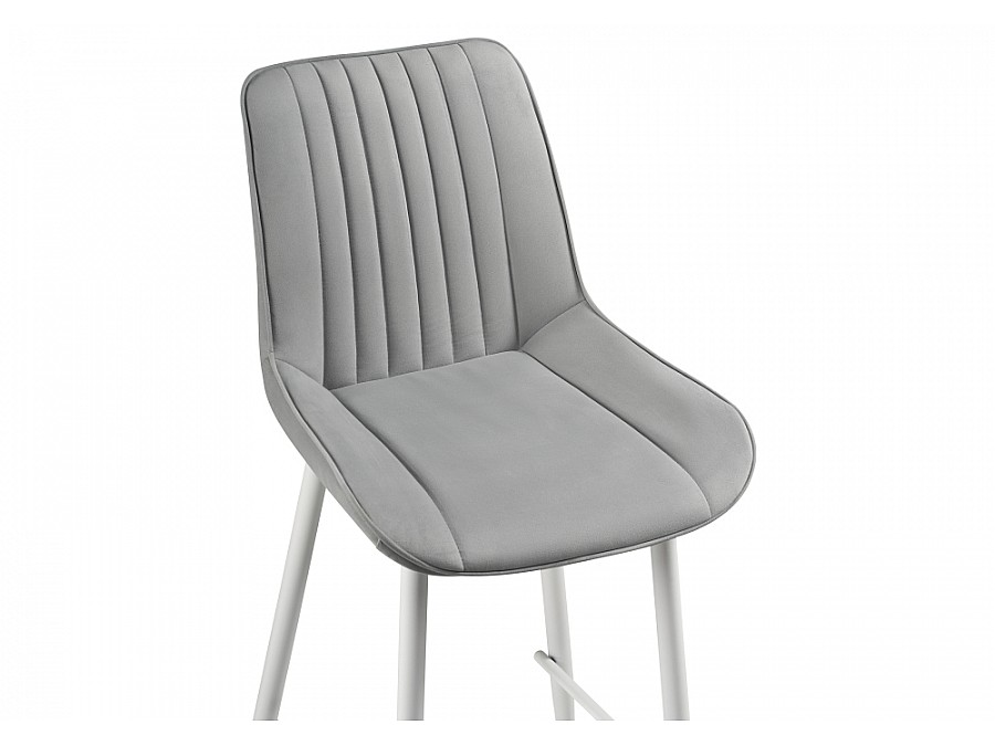Барный стул Седа велюр светло-серый / белый