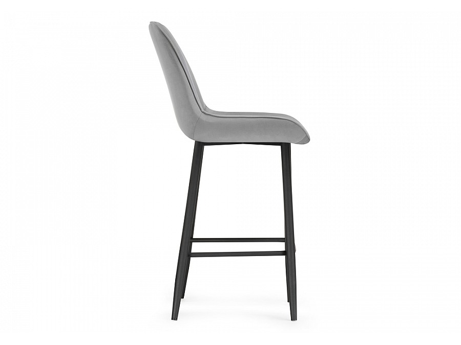 Барный стул Седа велюр светло-серый / черный