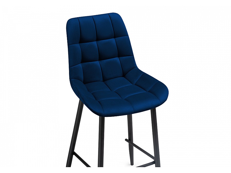 Барный стул Алст велюр синий / черный