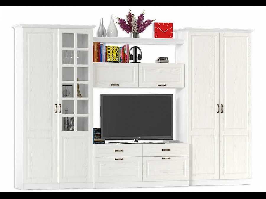 Гарнитур для гостиной Ливерпуль белый / ясень ваниль НМ-1012-100 комплектация 4