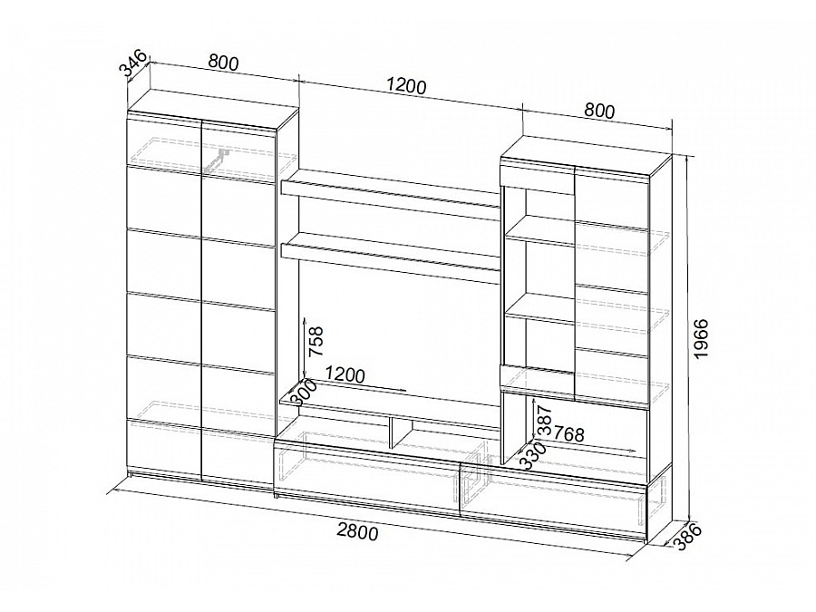 Гарнитур для гостиной Jimenez дуб венге / белый глянец