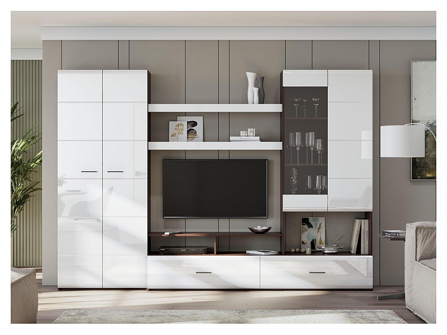 Гарнитур для гостиной Jimenez дуб венге / белый глянец