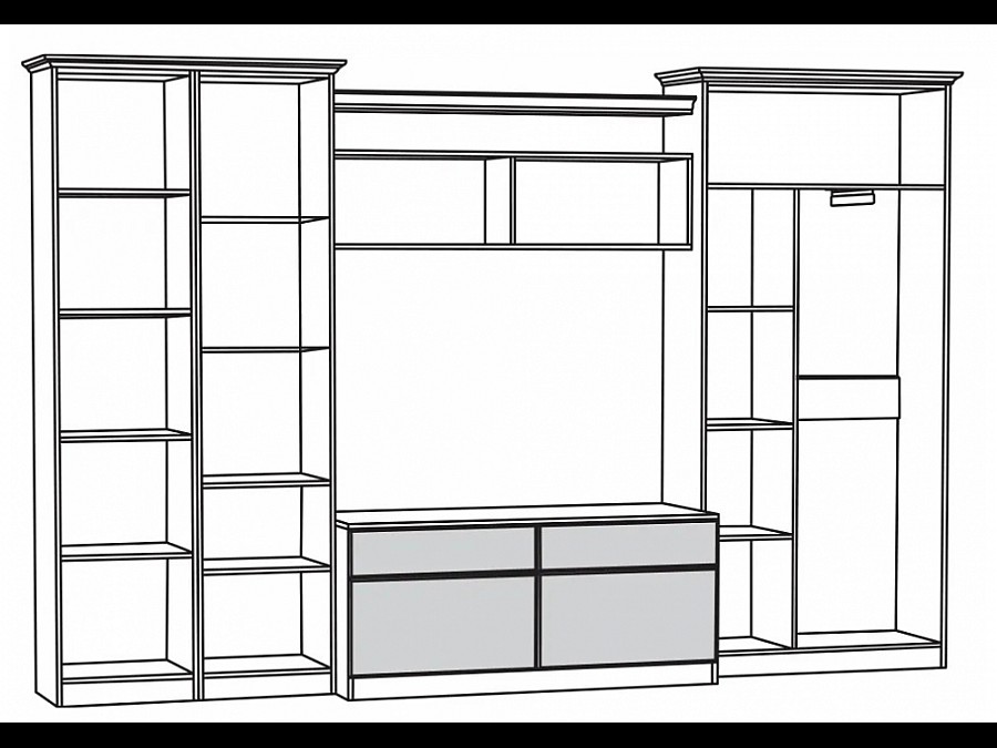 Гарнитур для гостиной Ливерпуль белый / ясень ваниль НМ-1012-100 комплектация 4