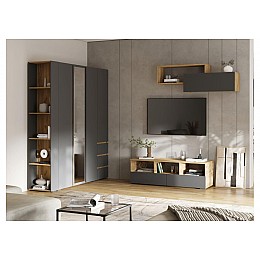 Гарнитур для гостиной Элла серый графит / дуб крафт золото комплектация 1