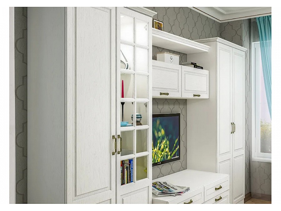 Гарнитур для гостиной Ливерпуль белый / ясень ваниль НМ-1012-100 комплектация 4