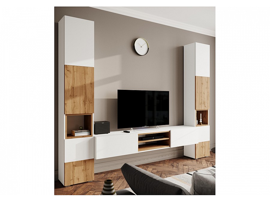 Гарнитур для гостиной Лонгфорд комплектация 1 белый / дуб вотан