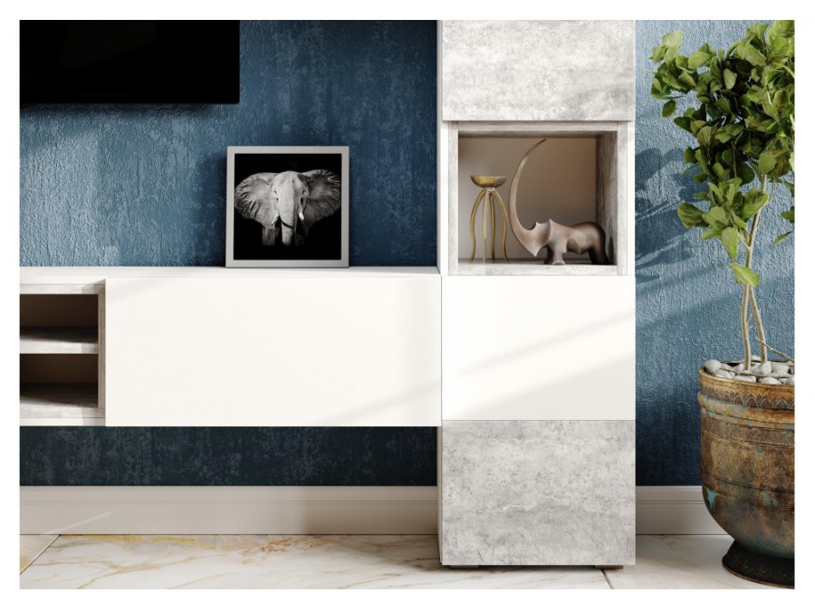 Гарнитур для гостиной Лонгфорд комплектация 1 белый / бетон светлый