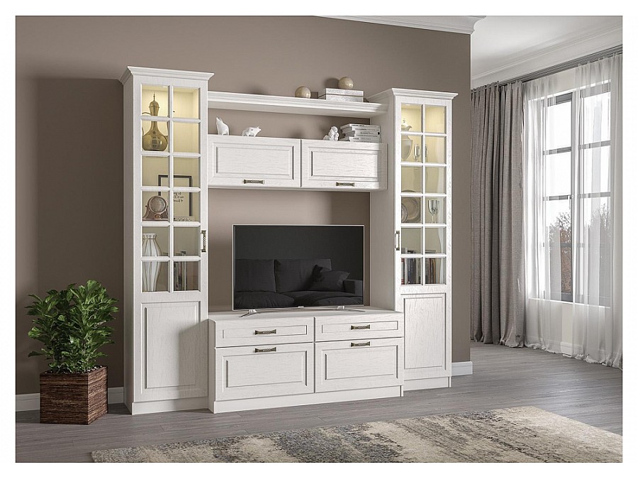 Гарнитур для гостиной Ливерпуль белый / ясень ваниль НМ-1012-100 комплектация 1