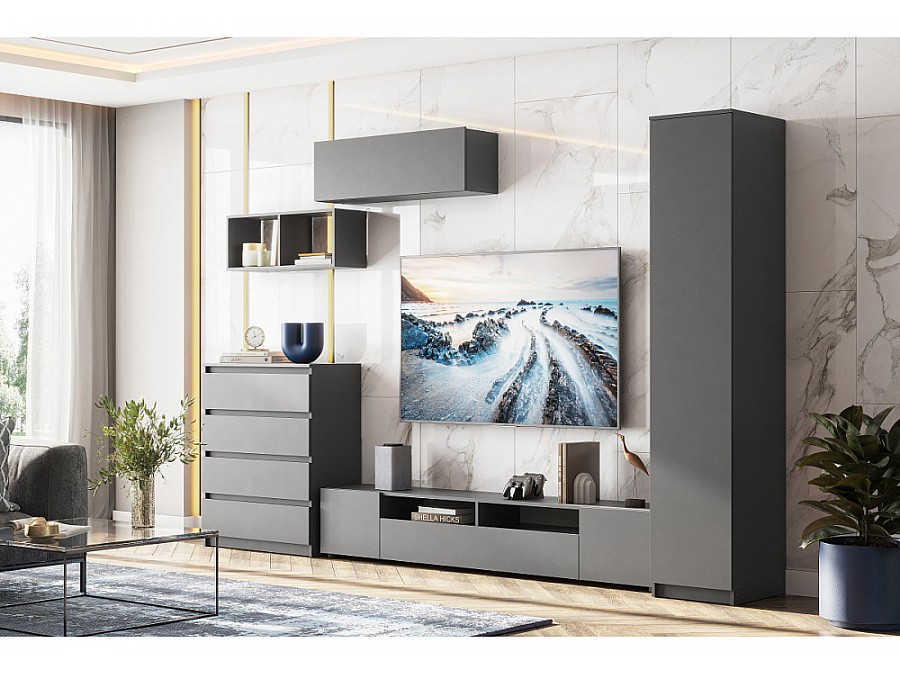 Гарнитур для гостиной Сибити графит серый комплектация 1