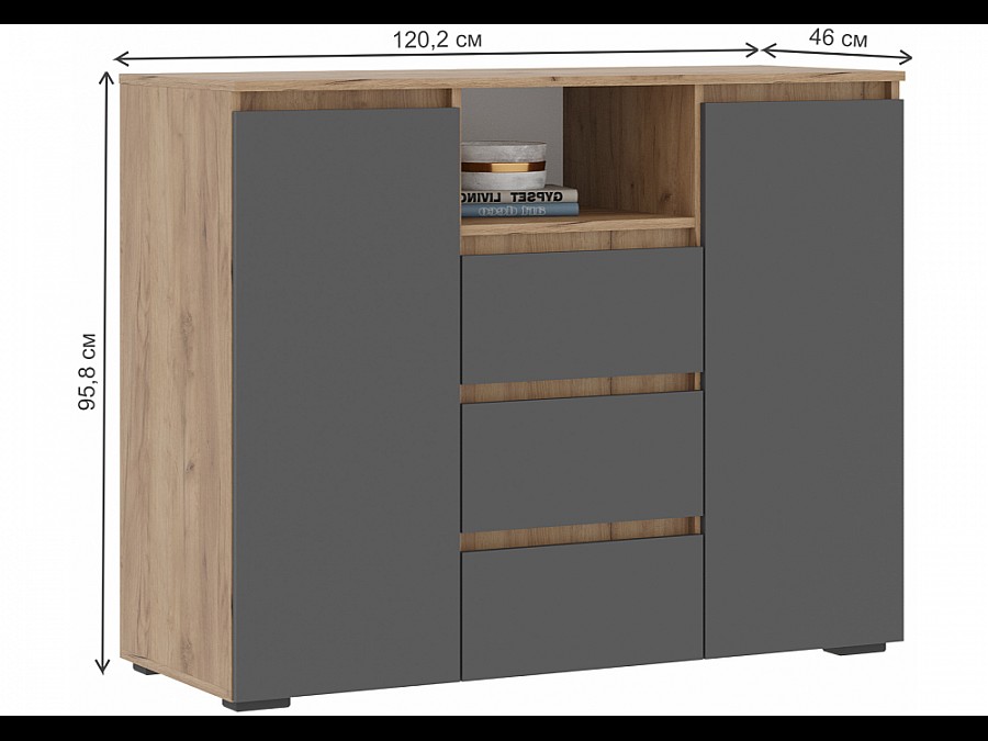 Гарнитур для гостиной Элла серый графит / дуб крафт золото комплектация 4