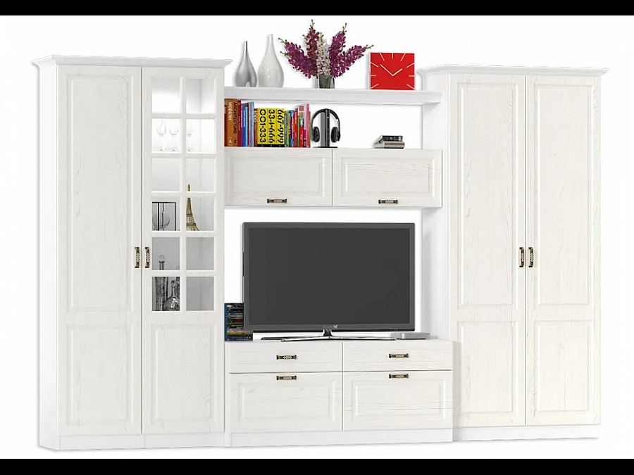 Гарнитур для гостиной Ливерпуль белый / ясень ваниль НМ-1012-100 комплектация 4