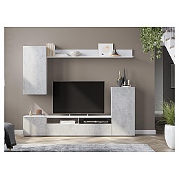 Гарнитур для гостиной Oluwande белый / цемент светлый