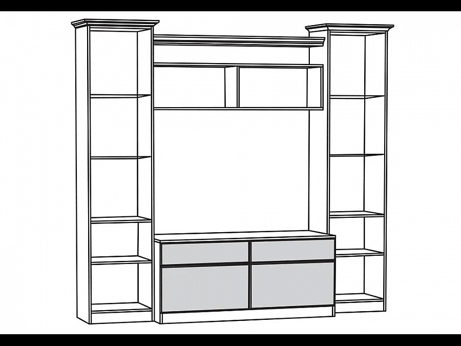 Гарнитур для гостиной Ливерпуль белый / ясень ваниль НМ-1012-100 комплектация 1