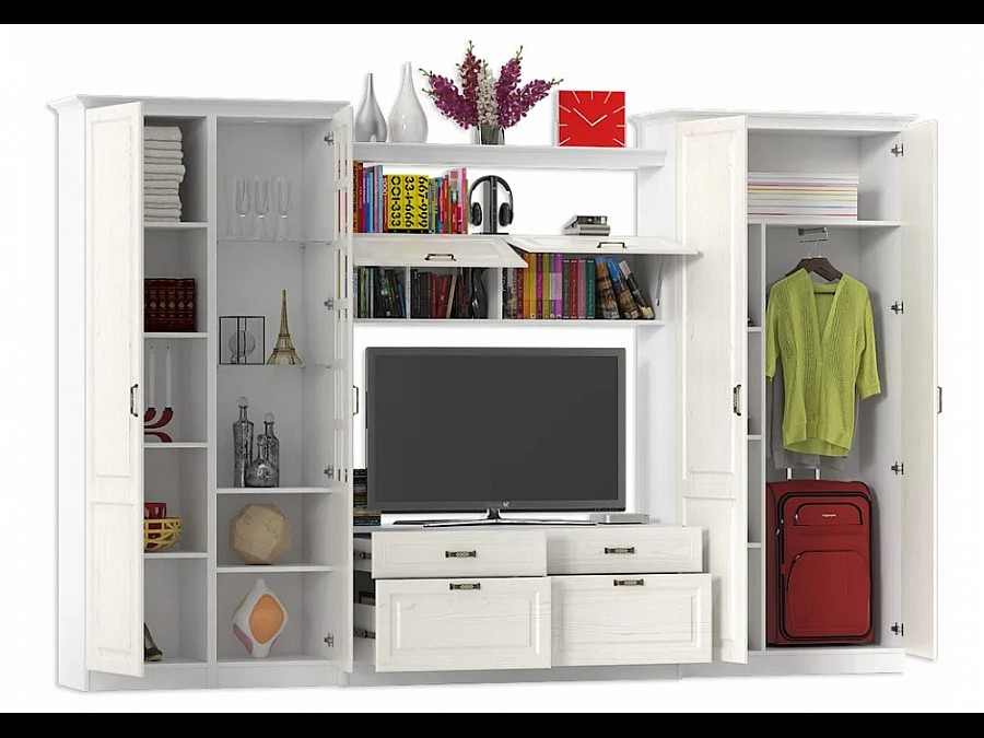 Гарнитур для гостиной Ливерпуль белый / ясень ваниль НМ-1012-100 комплектация 4