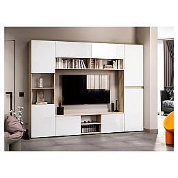 Гарнитур для гостиной Алетра дуб крафт серый / глянец белый комплектация 2