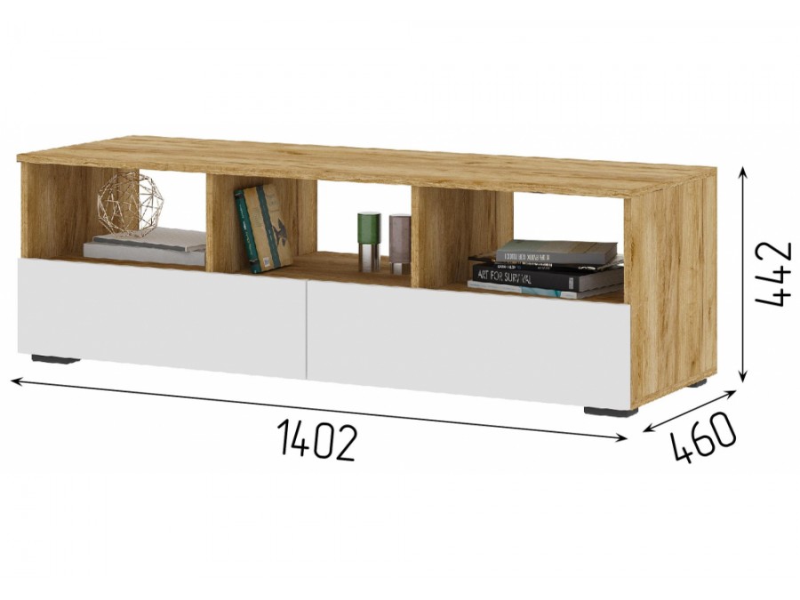 Гарнитур для гостиной Элла комплектация 2 белый / дуб крафт золото