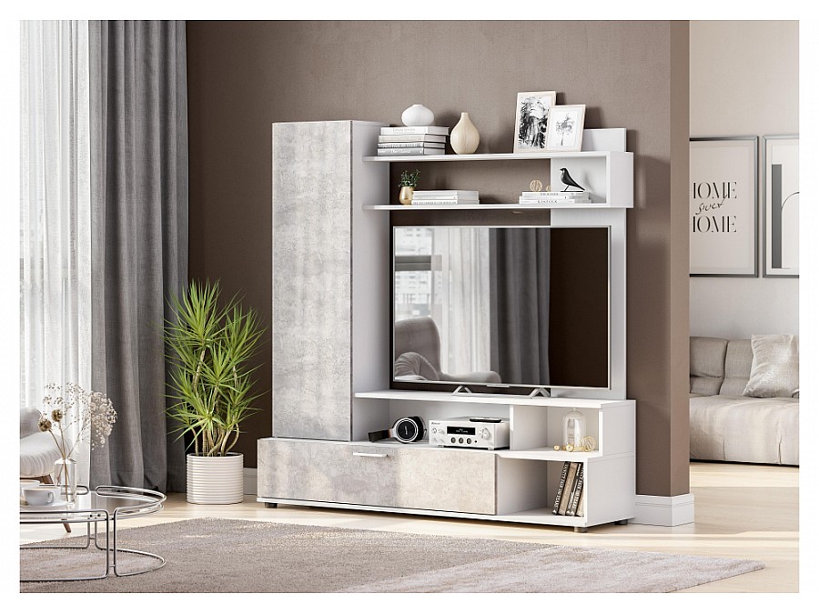 Гарнитур для гостиной Nigel белый / цемент светлый