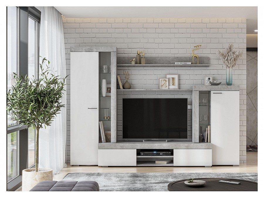 Гарнитур для гостиной Swede цемент светлый / белый