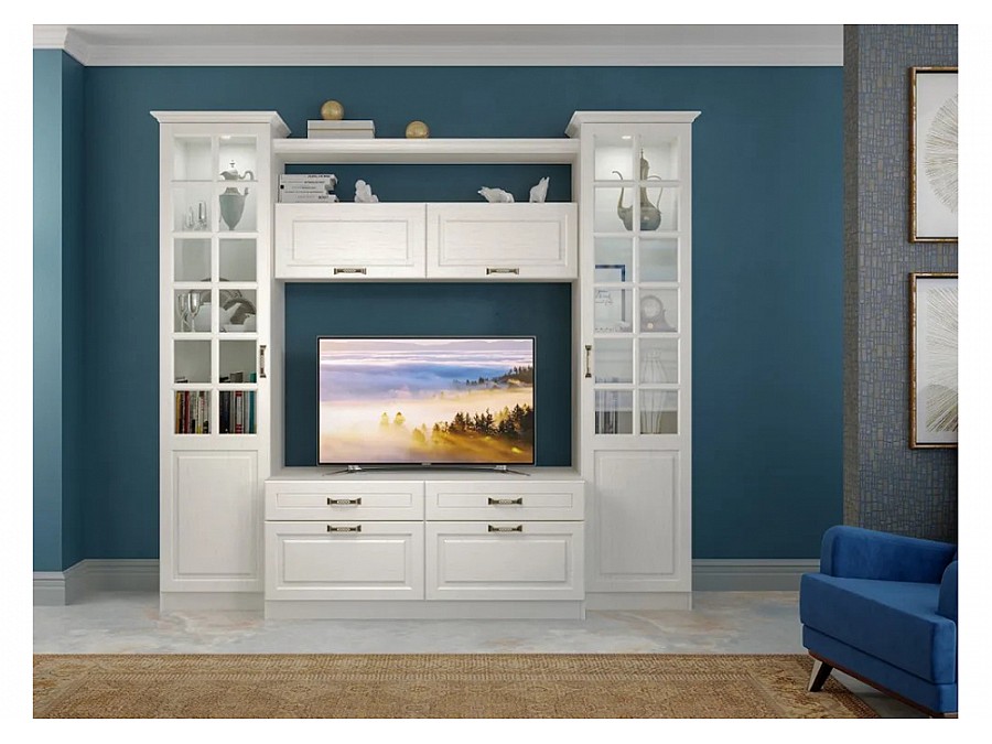 Гарнитур для гостиной Ливерпуль белый / ясень ваниль НМ-1012-100 комплектация 1