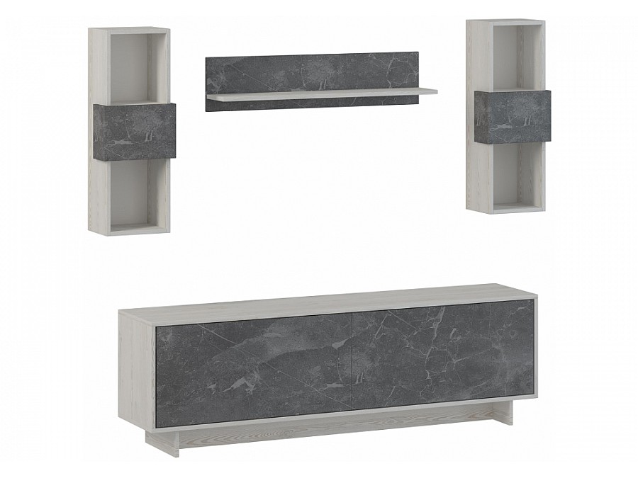 Гарнитур для гостиной Огюст Мини сосна белая лофт / каспий темный