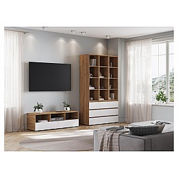 Гарнитур для гостиной Элла комплектация 2 белый / дуб крафт золото