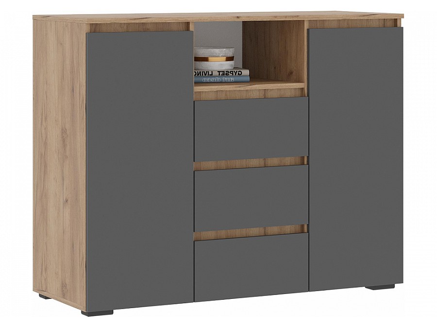 Гарнитур для гостиной Элла серый графит / дуб крафт золото комплектация 4