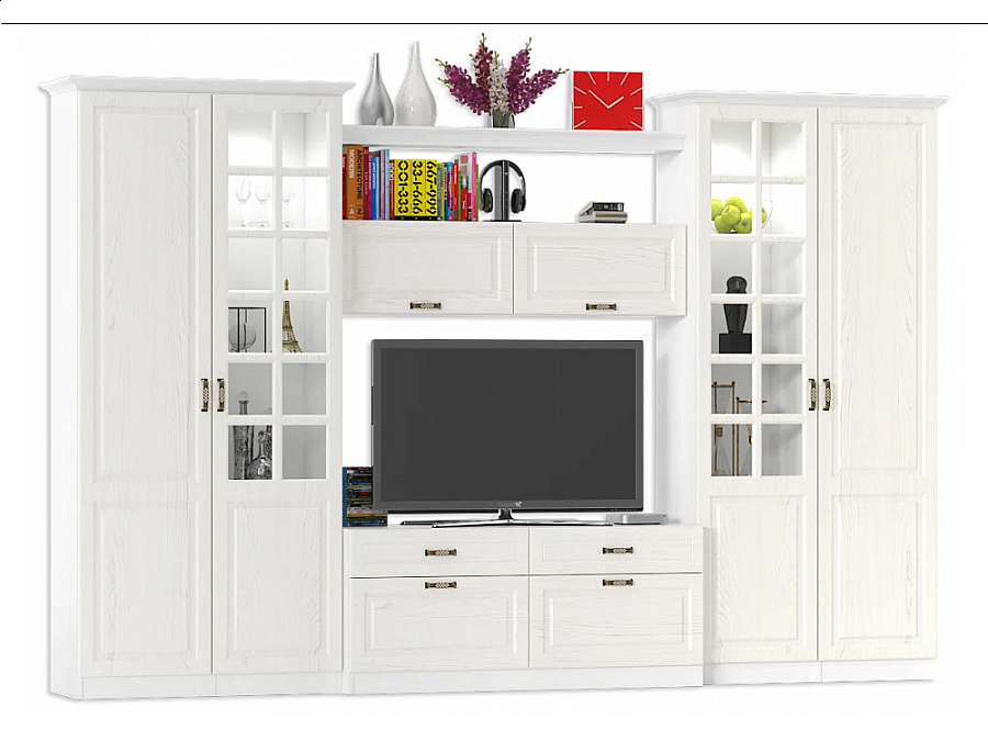 Гарнитур для гостиной Ливерпуль белый / ясень ваниль НМ-1012-100 комплектация 3