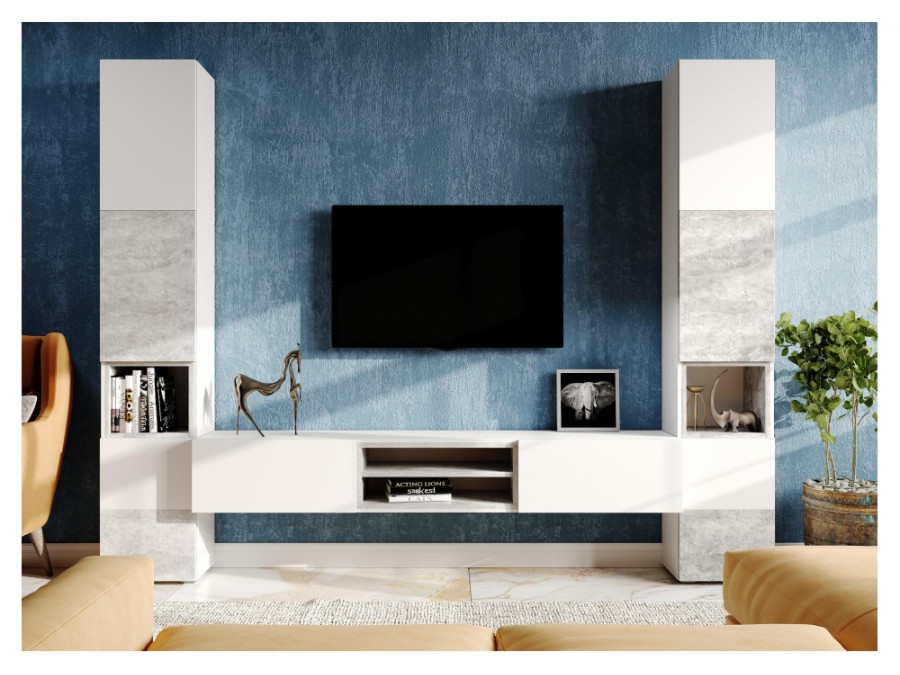 Гарнитур для гостиной Лонгфорд комплектация 1 белый / бетон светлый