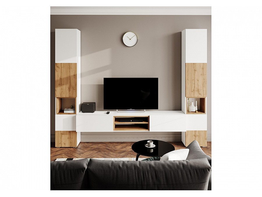 Гарнитур для гостиной Лонгфорд комплектация 1 белый / дуб вотан