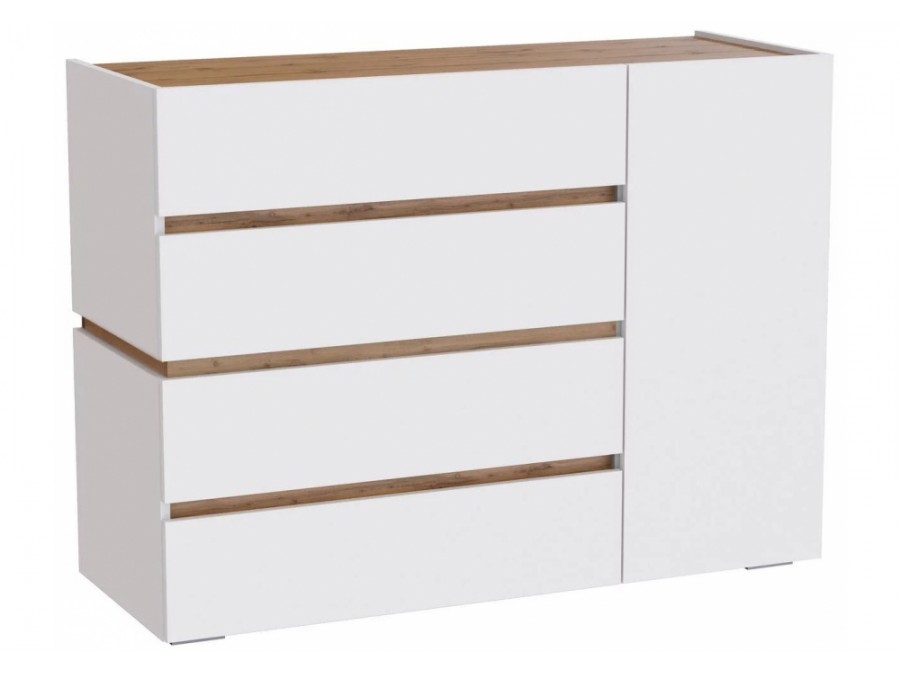 Комод Атлон белый / дуб вотан