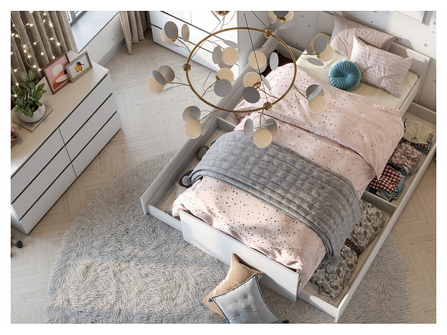 Комод Валенсия белый текстурный