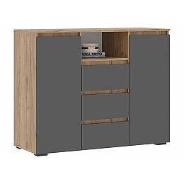 Комод Элла КМ 01 серый графит / дуб крафт золото