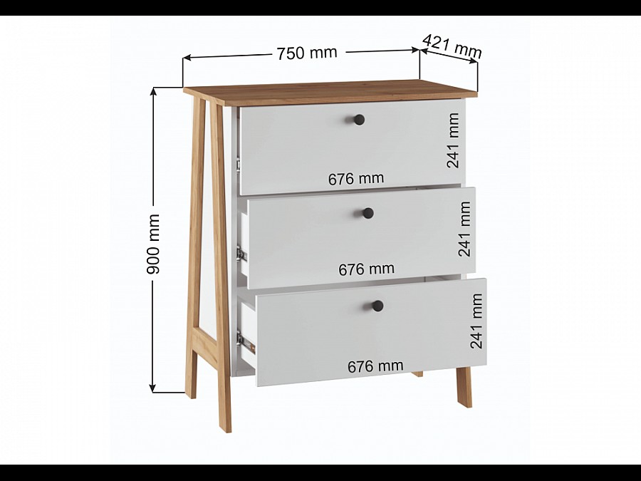 Комод Теодора белый / крафт золотой