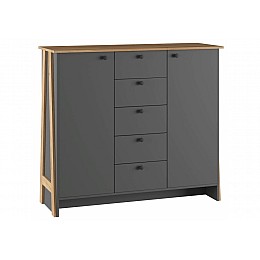 Комод Теодора графит / крафт золотой