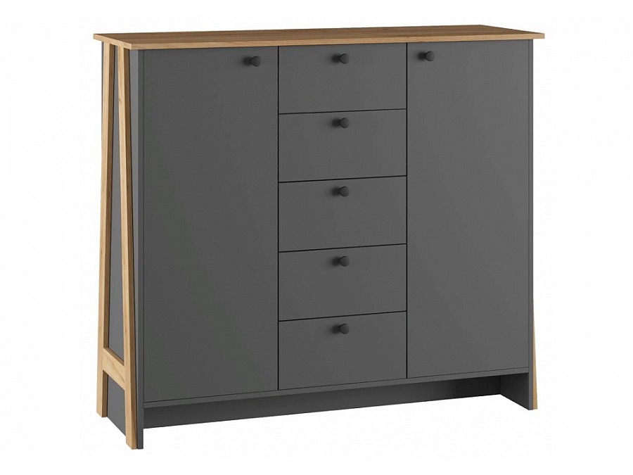 Комод Теодора графит / крафт золотой