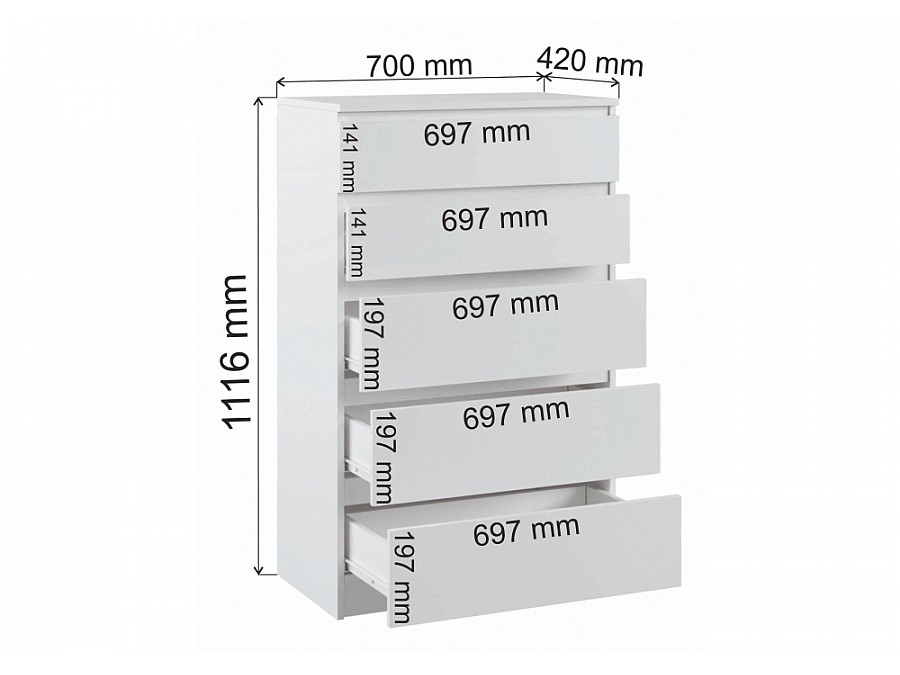 Комод Мадера К 700 лдсп белый