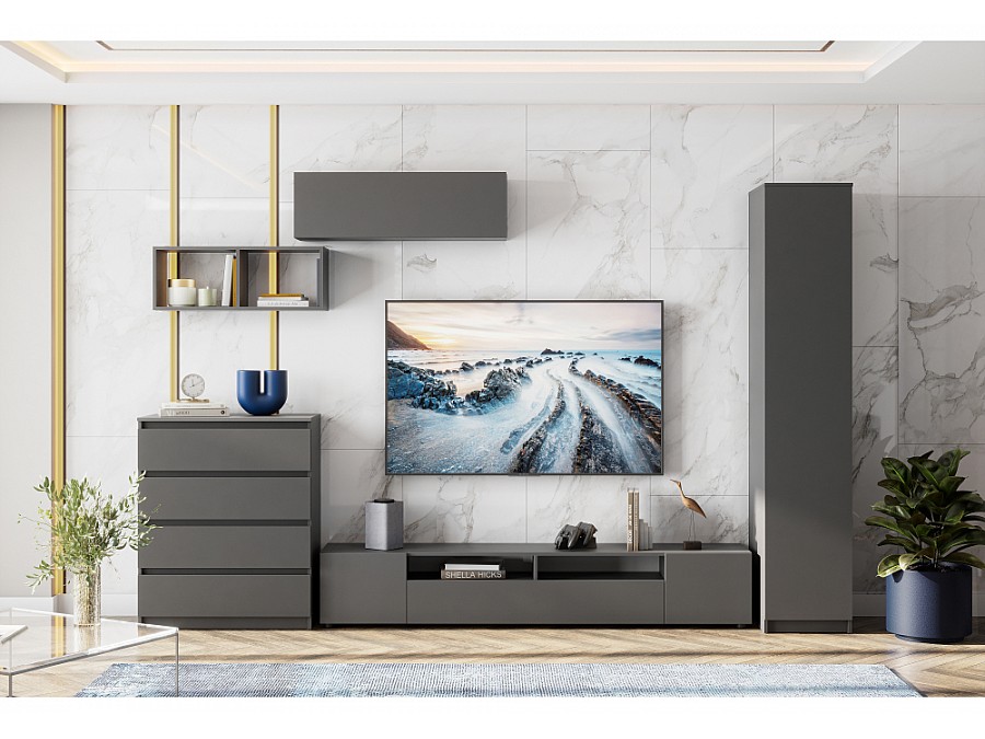 Комод Сибити 4 ящика графит серый