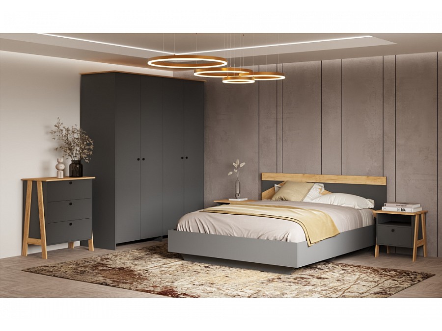 Комод Теодора графит / крафт золотой