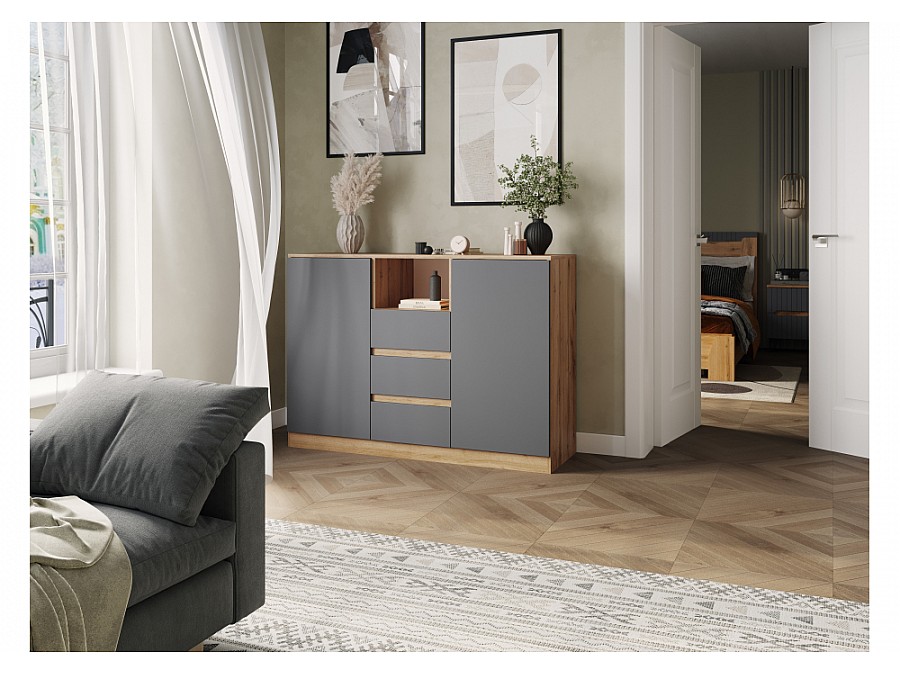 Комод Маллоу-2 дуб вотан / графит софт