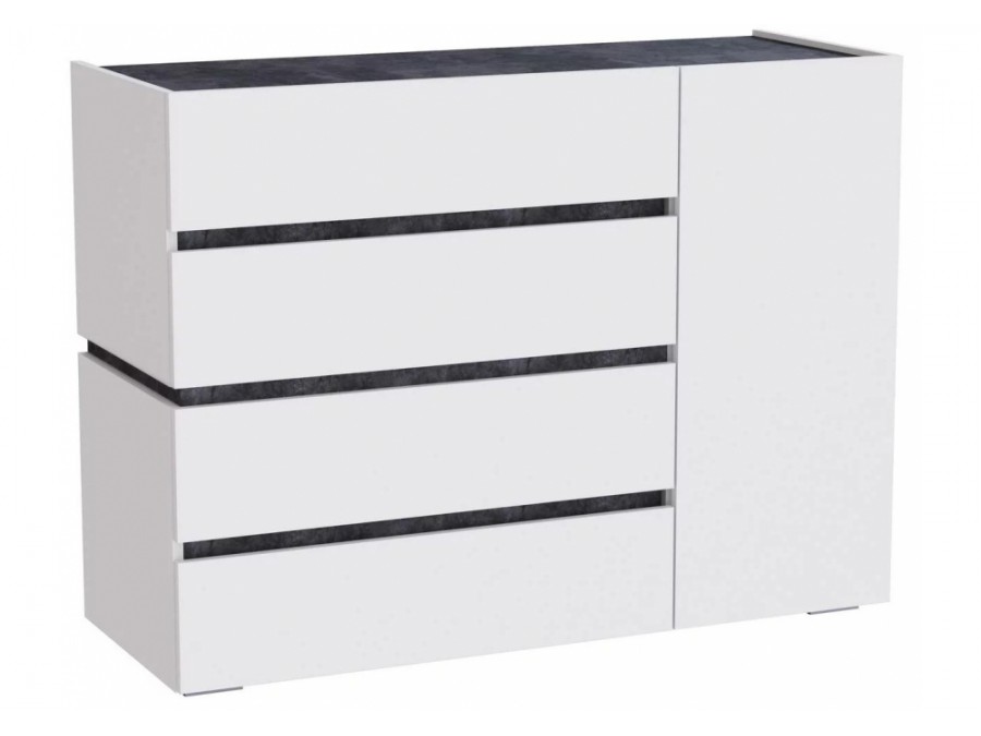 Комод Атлон белый / бетон темный